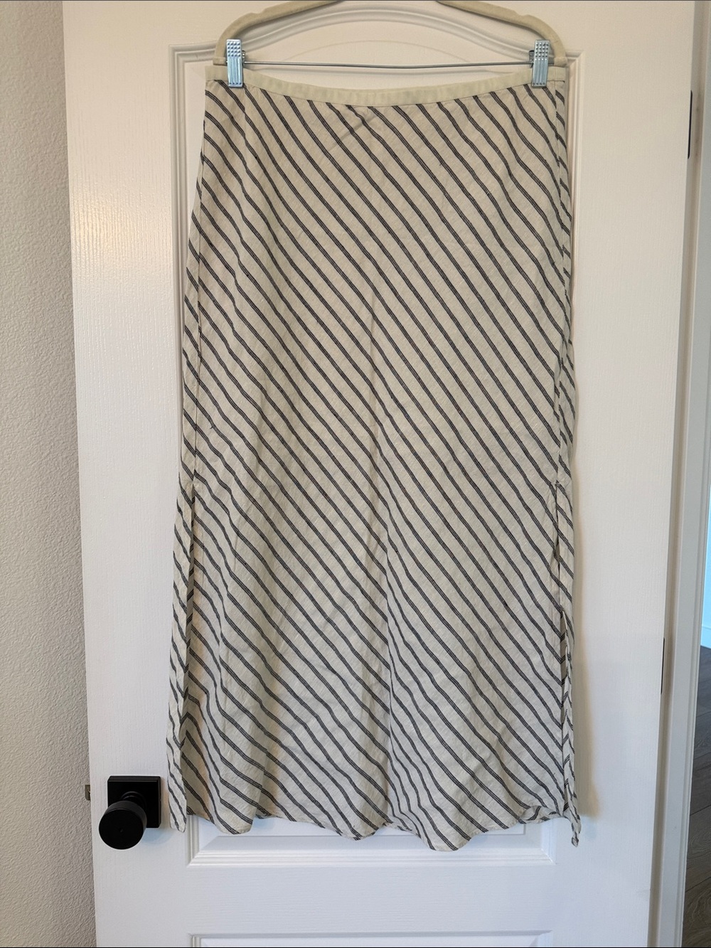 J Crew Linen Striped Cream and Black Slip Skirt